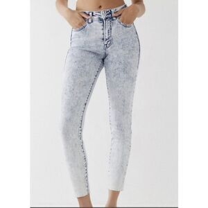 True Religion Halle High Rise Super Skinny Acid Wash Raw Hem Jeans HTF Plus Size
